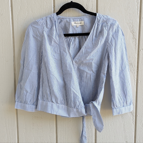 Madewell Wrap Top in Albury Stripe size xs - Picture 2 of 5